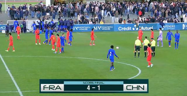 柠檬体育直播-蒙太古杯-刘凯源助攻吴比乐破门 U16国少1比4法国